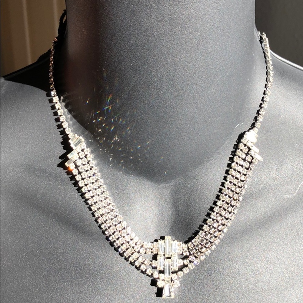Jay Flex Sterling Rhinestones Necklace 16”